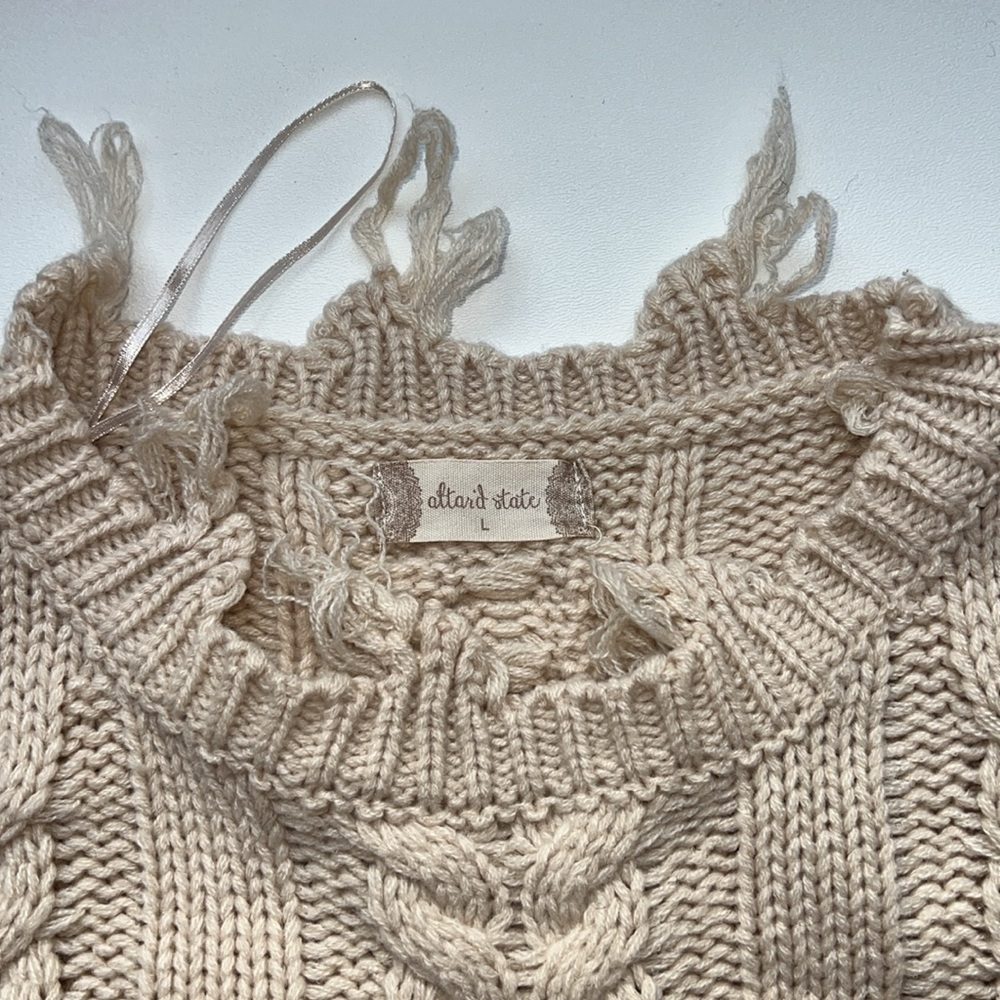Altar'd State Cream Cable Knit Sweater - Picture 7 of 12